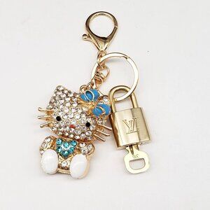 Louis Vuitton Authentic Gold Padlock 🔒 Key+Unbranded Hello Kitty Keychain/Charm